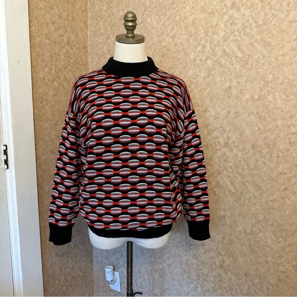 VTG 80s 90s Retro Red & Black Textured Knitted Sweater - Picture 1 of 9